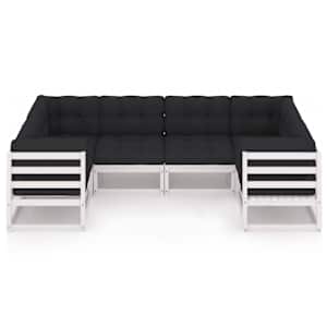 vidaXL 6 Piece Garden Lounge Set with Cushions White Solid Pinewood