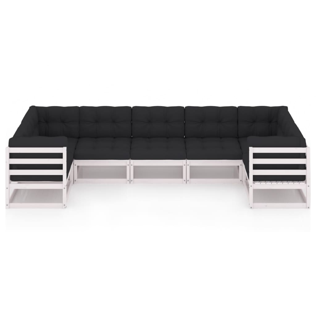 vidaXL 7-delige Loungeset met kussens massief grenenhout wit afbeelding