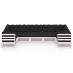vidaXL Salon de jardin 7 pcs avec coussins blanc bois de pin massif