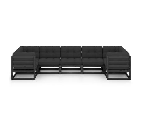 vidaXL 7-osaline aiamööbli komplekt istmepatjadega, must männipuit