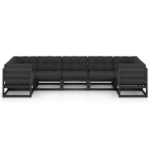 vidaXL 7-osaline aiamööbli komplekt istmepatjadega, must männipuit