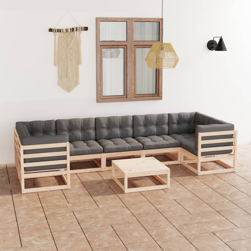 vidaXL Set mobilier de grădină din 8 piese, lemn masiv de pin din imagine noua