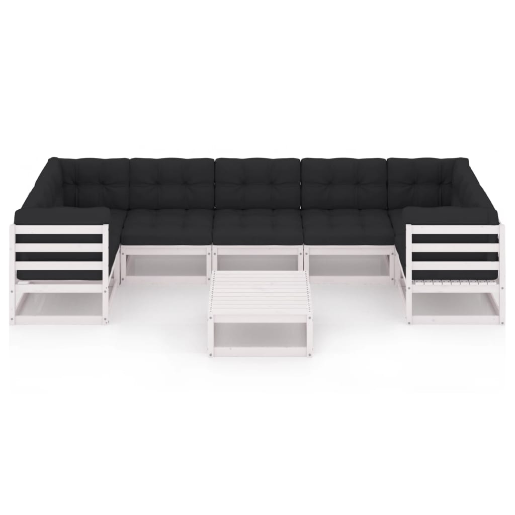 

vidaXL 8-delige Loungeset met kussens massief grenenhout wit