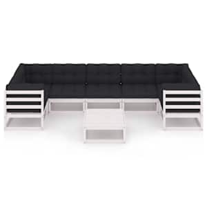 vidaXL Salon de jardin avec coussins 8 pcs blanc bois de pin massif