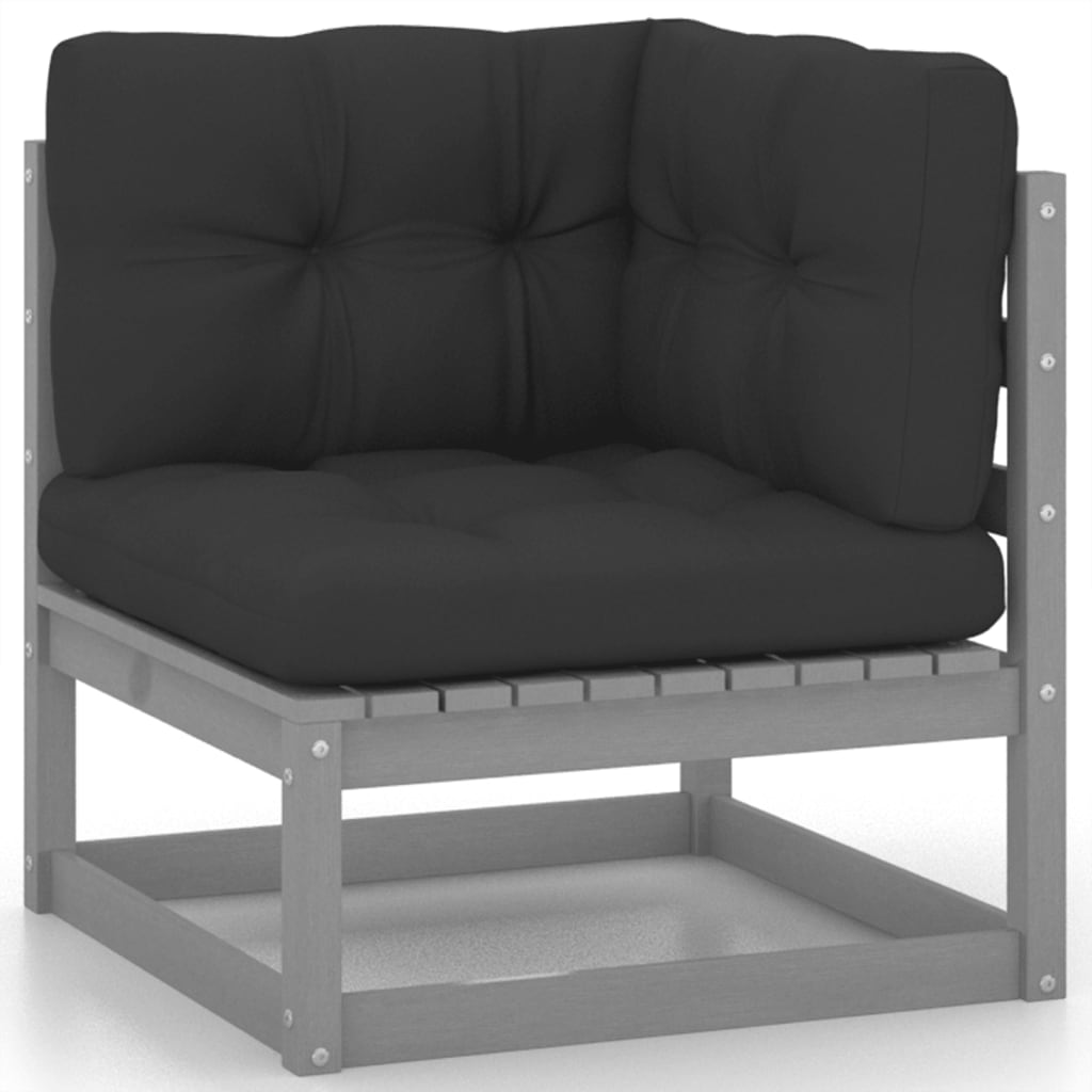 

vidaXL 8-delige Loungeset met kussens massief grenenhout grijs