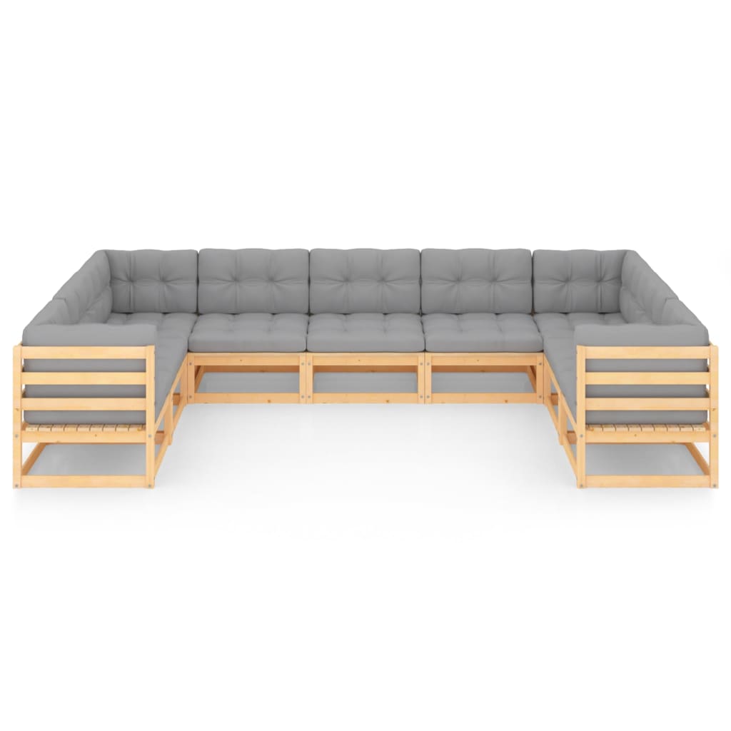 vidaXL 9-delige Loungeset met kussens massief grenenhout afbeelding