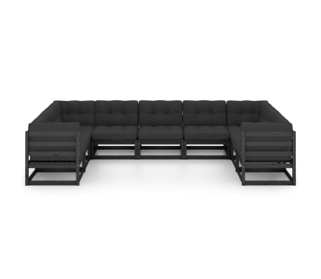 vidaXL Set mobilier grădină cu perne, 9 piese, lemn masiv de pin