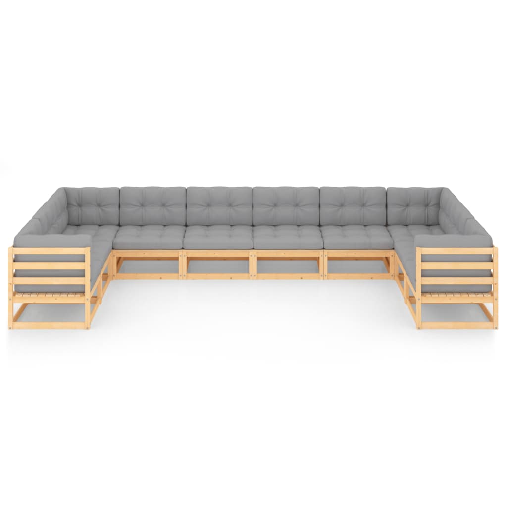

vidaXL 10-delige Loungeset met kussens massief grenenhout