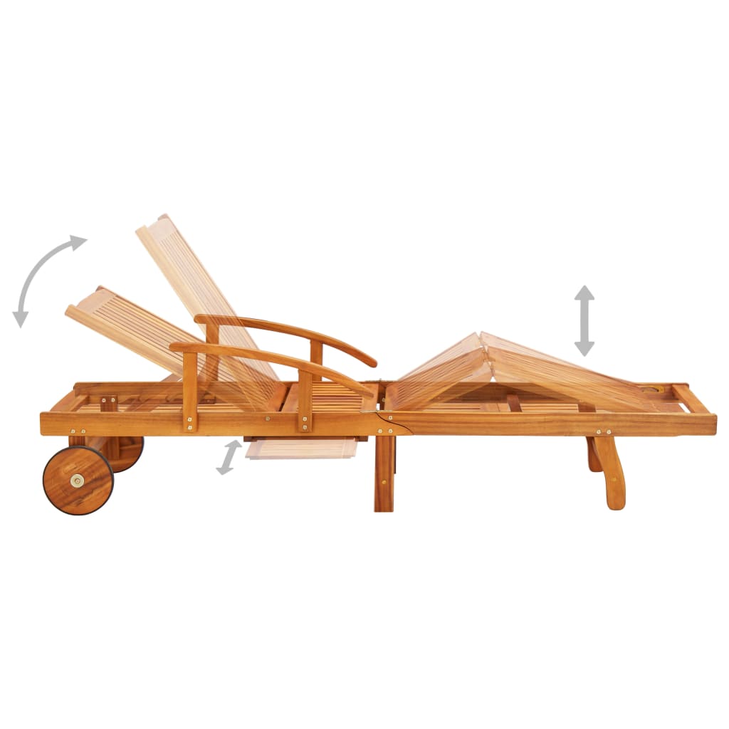 Leżaki z poduszkami, 2 szt., lite drewno akacjowe