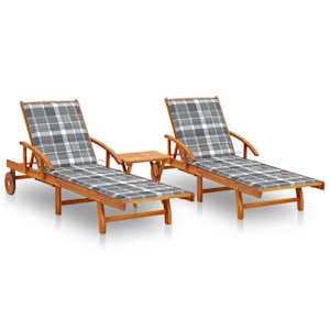 vidaXL 2-osaline lamamistoolide komplekt laua ja patjadega, akaatsiapuit