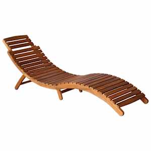 vidaXL Sun Lounger Natural Wood, Black Solid Acacia Wood, 100% Polyester
