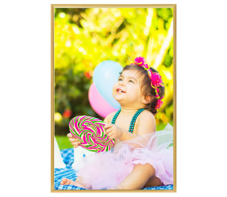 vidaXL Photo Frame Set of 5 Gold MDF, PS, PVC 27.6 x 35.4 in