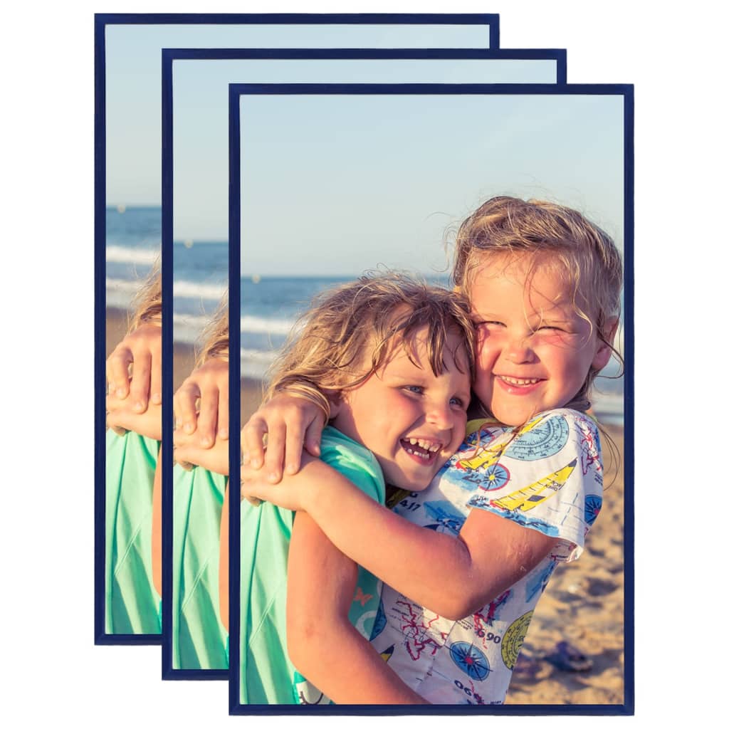 vidaXL Collage de cadres photo 3 pcs de table Bleu 13x18 cm MDF