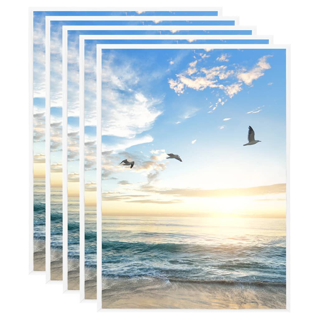 Collage de cadres photo 5 pcs de table Blanc 15x21 cm MDF