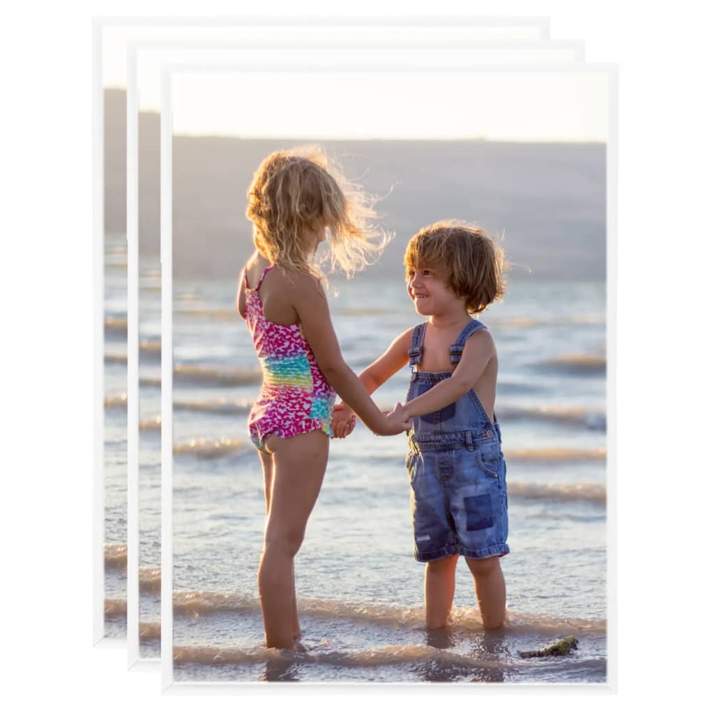 vidaXL Collage de cadres photo 3 pcs de table Blanc 18x24 cm MDF