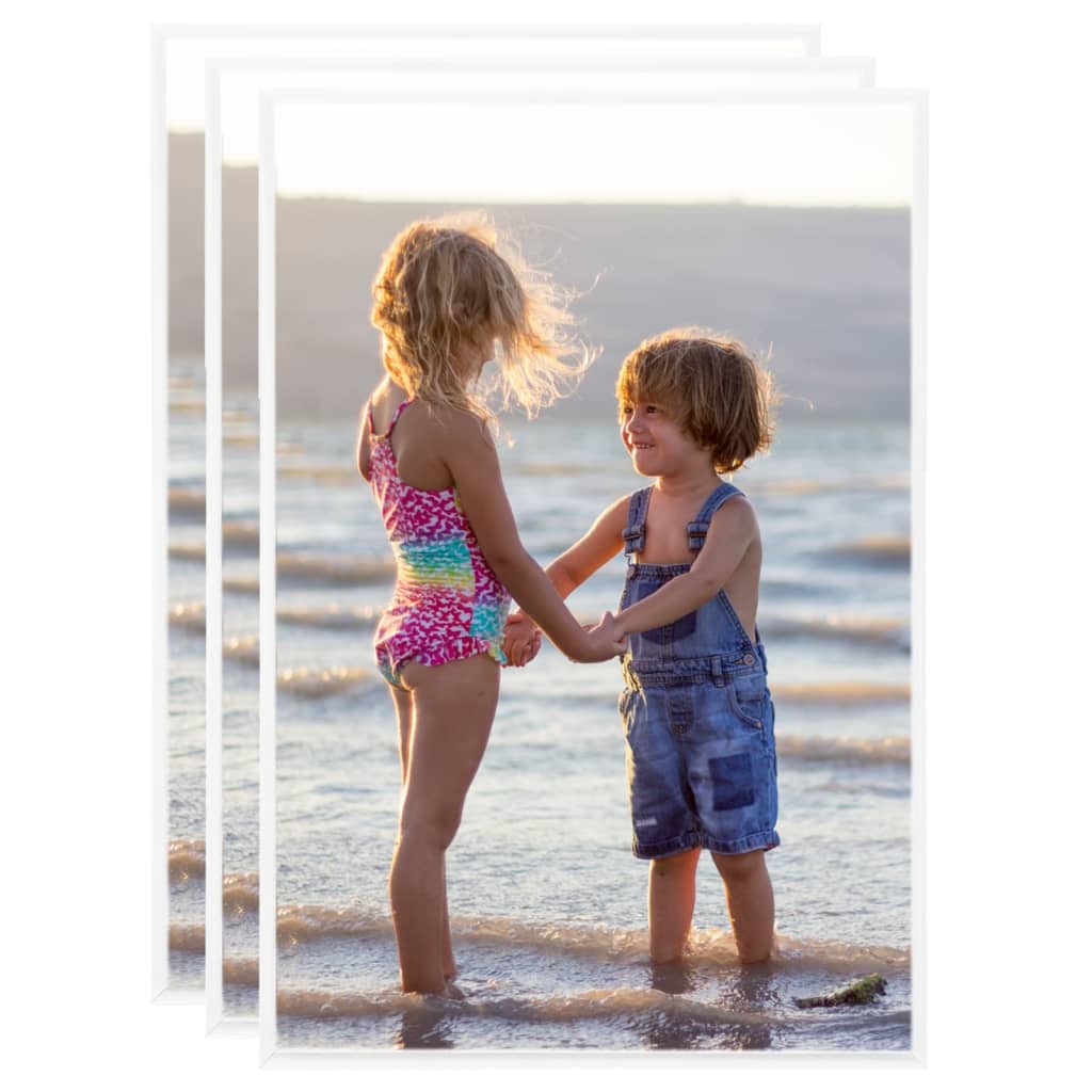 vidaXL Collage de cadres photo 3 pcs au mur table Blanc 21x29,7 cm MDF