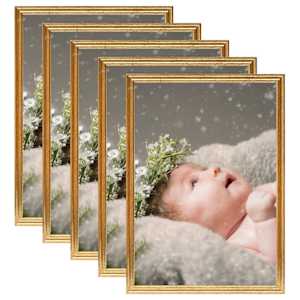 Fotorámečky koláž 5 ks na stůl zlaté 15x21 cm MDF - obrázek 1