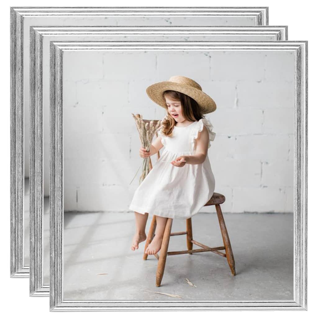 Foto okvirji 3 kosov namizni srebrni 20x20 cm MDF
