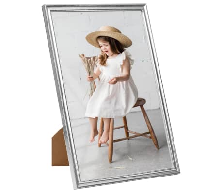 vidaXL Photo Frame Set of 3 Silver MDF, Polystyrene 8.3x11.7 in Simple