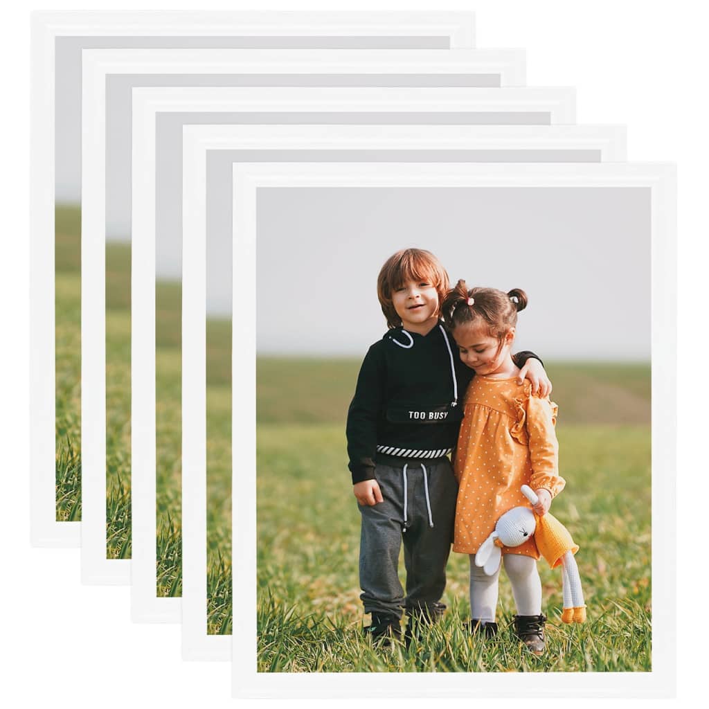 Collages de cadres photo 5 pcs au mur table Blanc 50x60 cm MDF