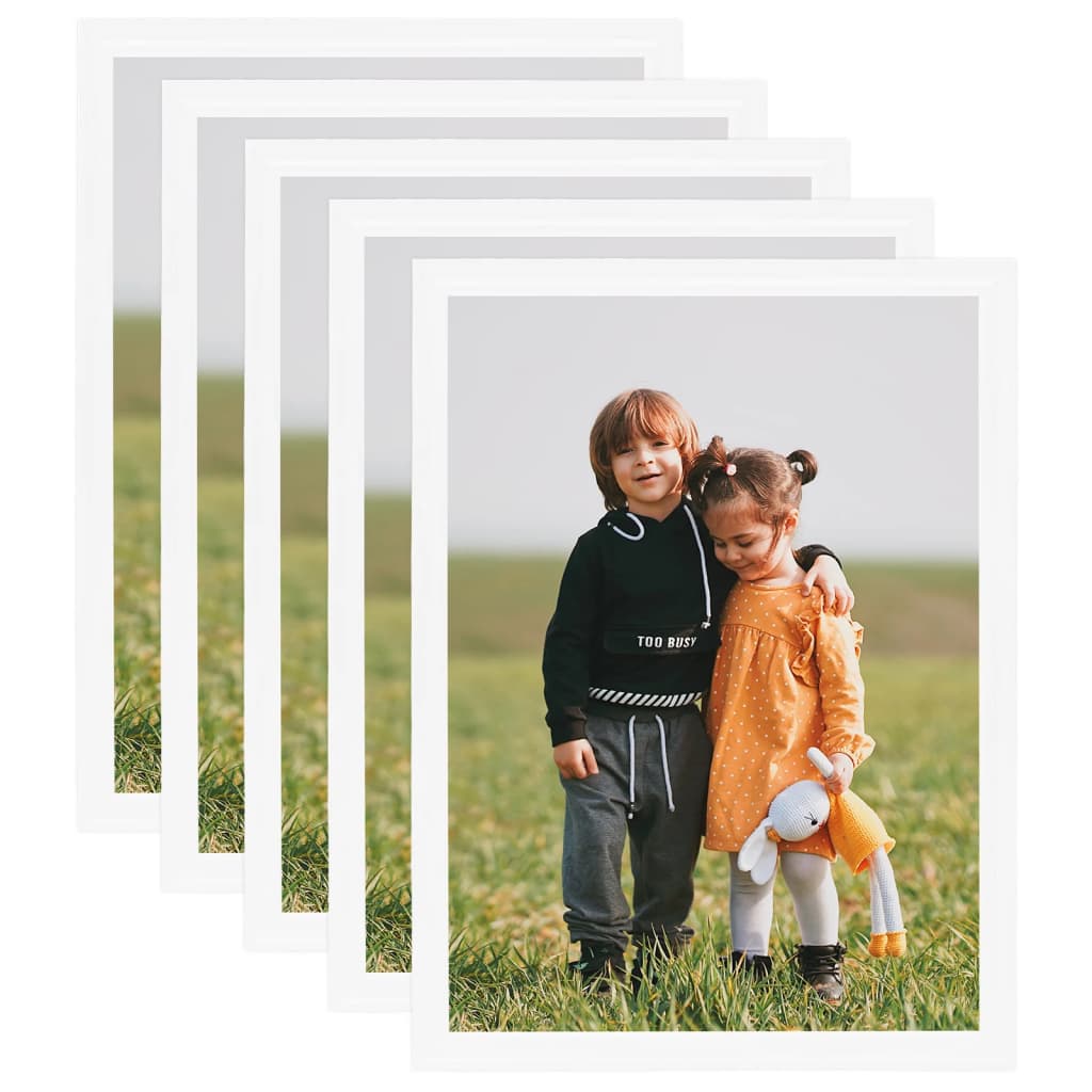 Collage de cadres photo 5 pcs de mur table Blanc 70x90 cm MDF