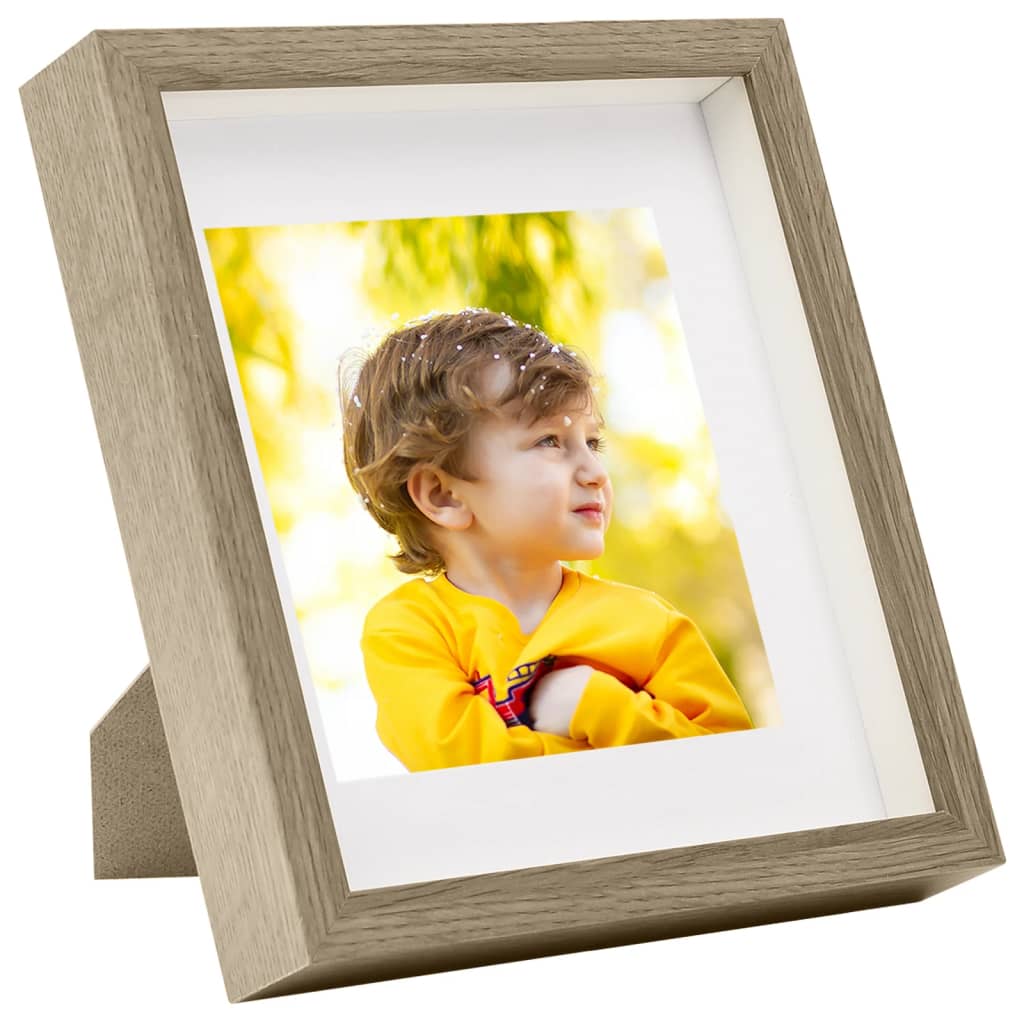 vidaXL 3D foto okvirji 3 kosi temen les 23x23 cm za slike 13x13 cm