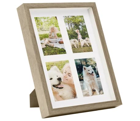 vidaXL Fotolijsten 3 st 4x(10x15cm) cm 3D 28x35 cm donkerhoutkleurig