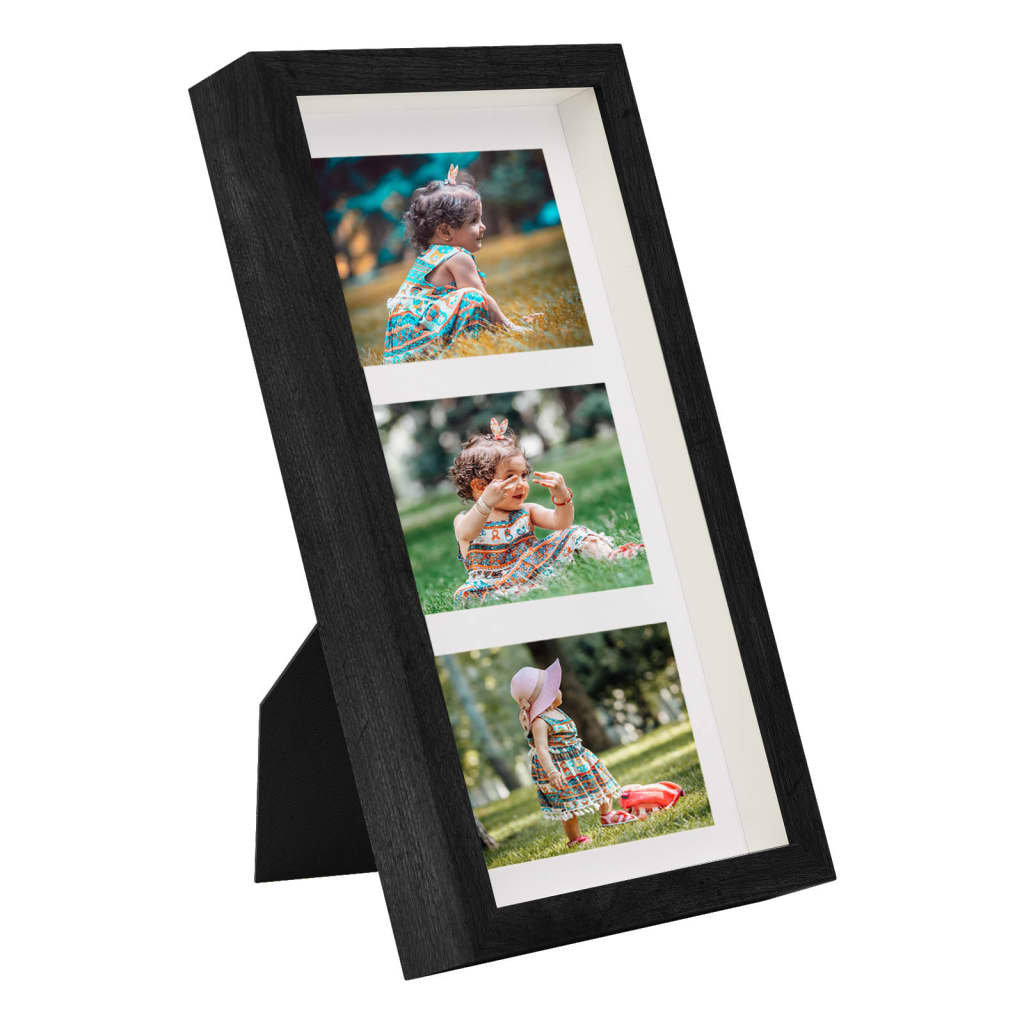 vidaXL Fotolijsten 3 st voor 3x(10x15 cm) foto 3D 18x35 cm zwart