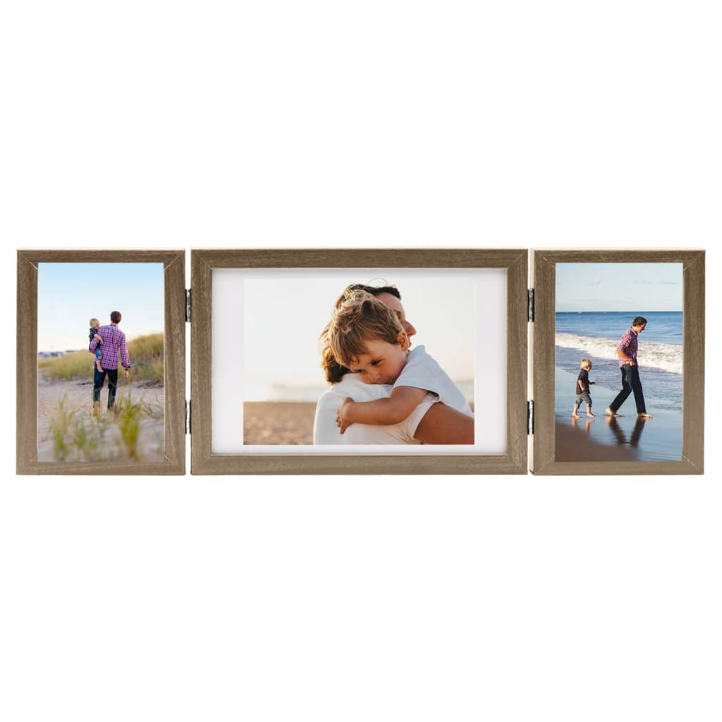 

vidaXL Fotolijst drieluik 28x18 cm+2x(13x18 cm) lichtbruin