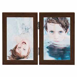 vidaXL Bifold Photo Frame Collage Dark Brown 2x