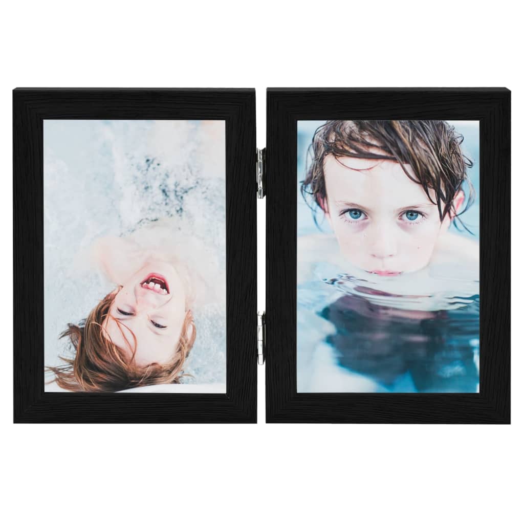 

vidaXL Fotolijst tweeluik 2x(10x15 cm) zwart