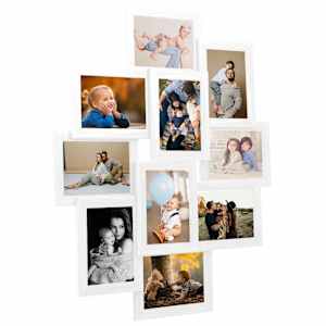 Kolážový fotorámeček na 10 obrázků (10 x 15 cm) bílý MDF - obrázek 1