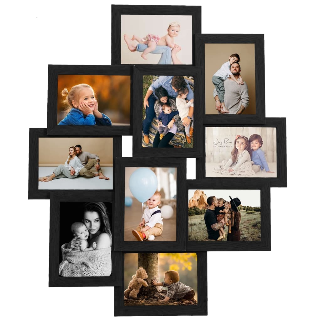 

vidaXL Fotolijst voor 10x(13x18 cm) foto MDF zwart