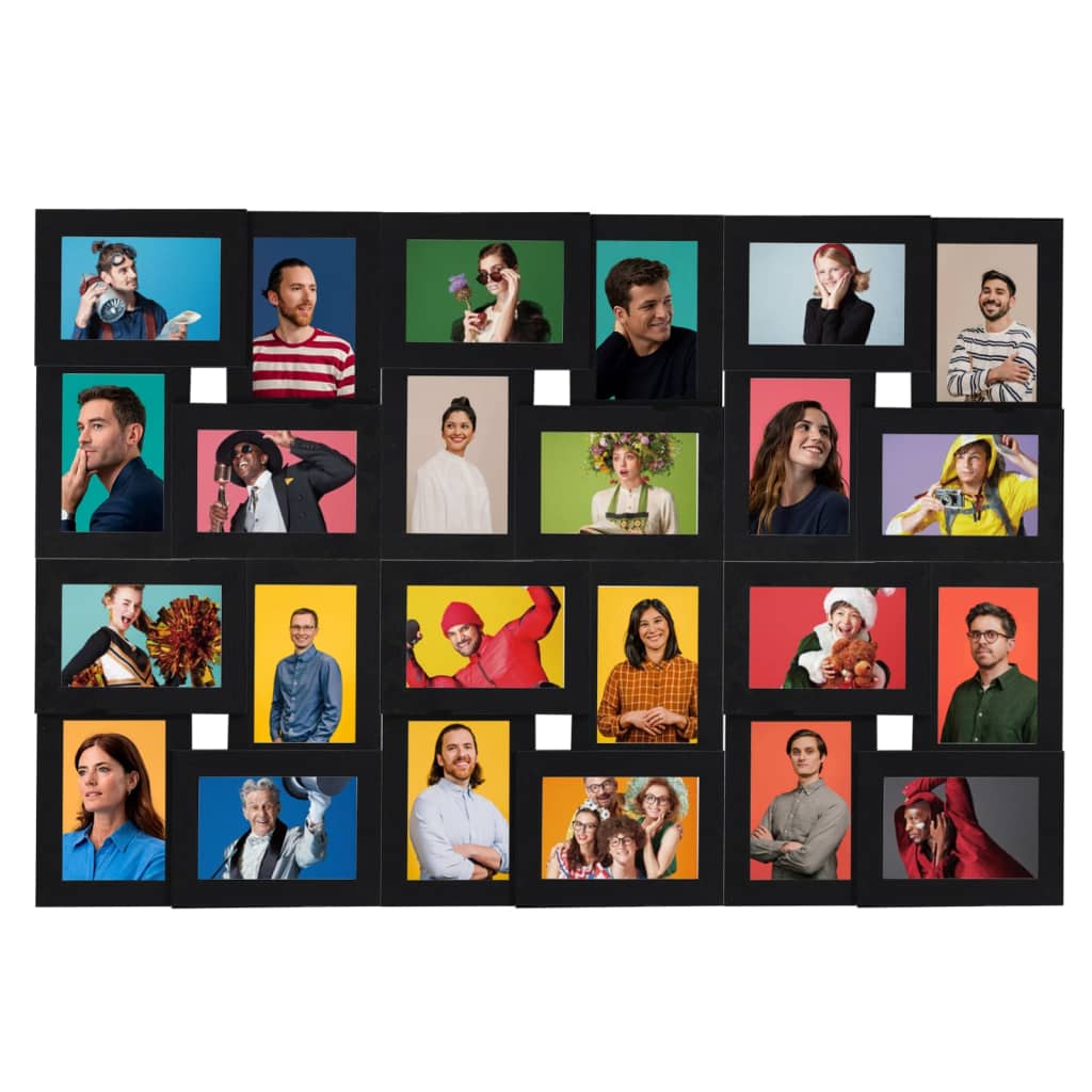 vidaXL Kolážový fotorámik na 24 fotiek (10x15 cm) čierny MDF