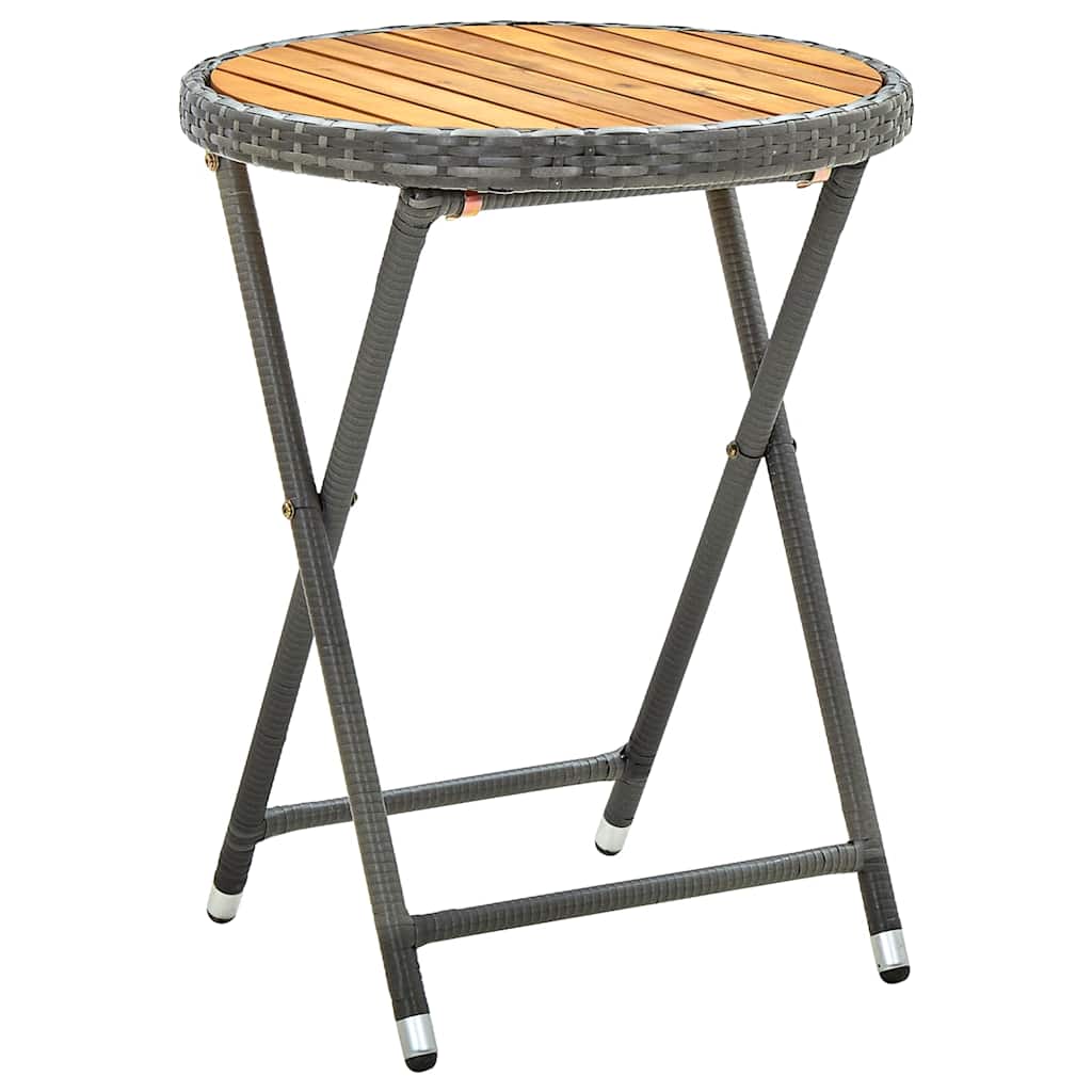 vidaXL Tebord gr&aring; 60 cm konstrotting och massivt akaciatr&auml;