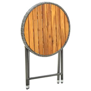 Čajový stolek šedý 60 cm polyratan a masivní akácie - obrázek 5