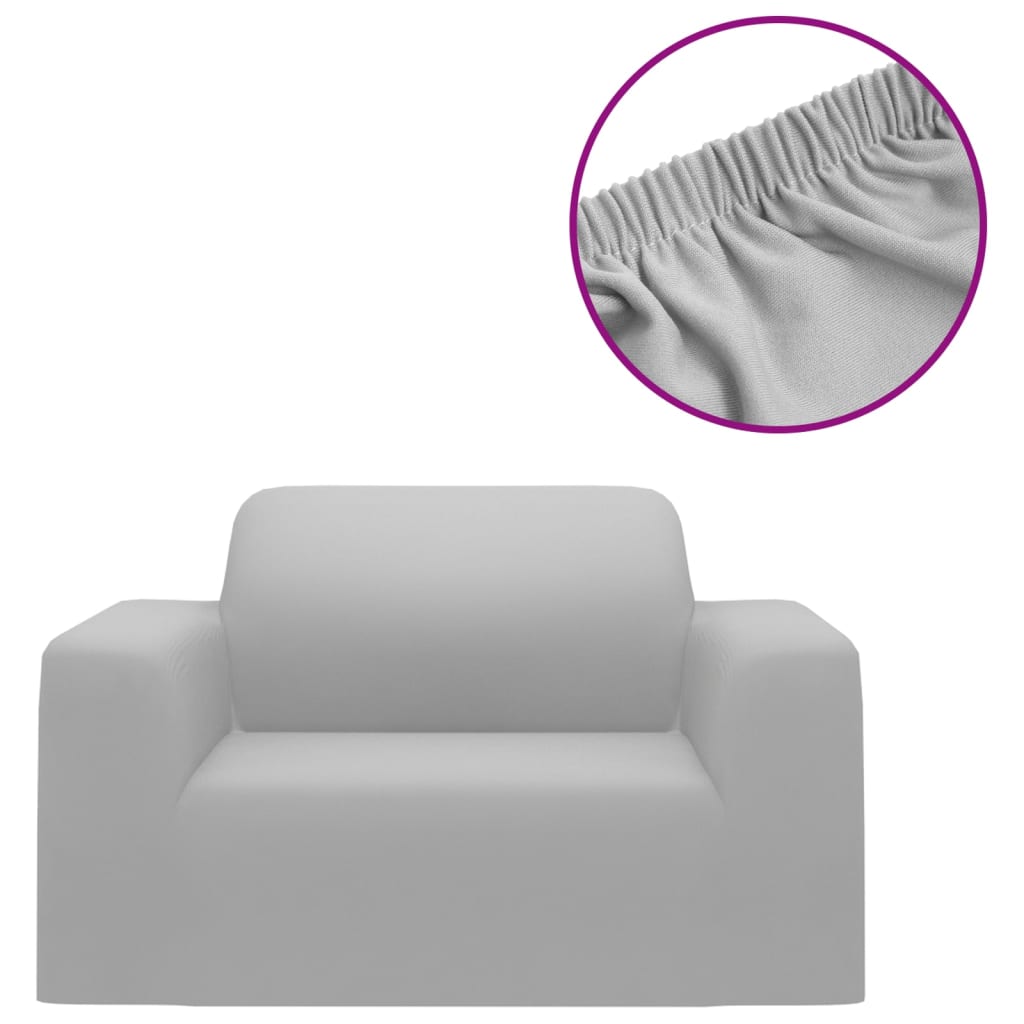 Stretch Couch Slipcover Grey Polyester Jersey VidaXL 13 width=274