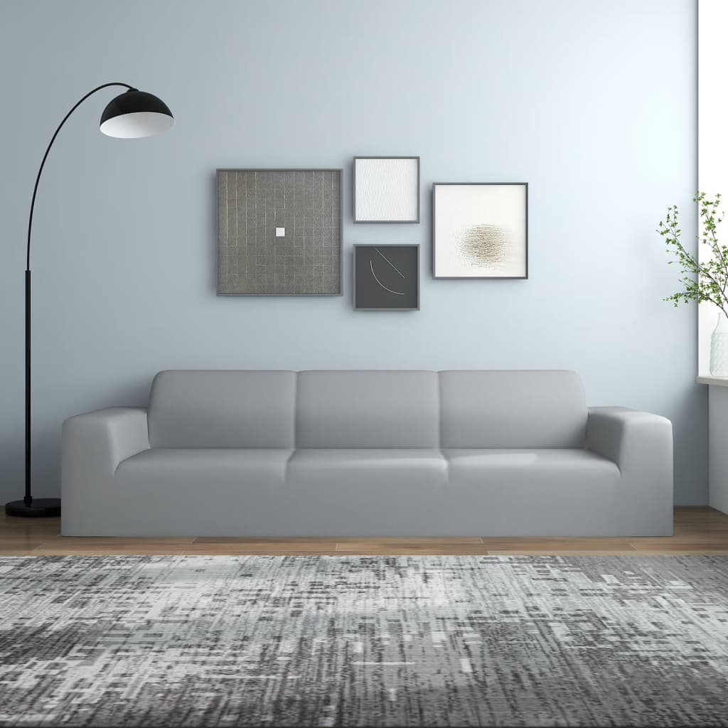 vida XL Stretch Sofahusse 4-Sitzer Grau Polyester-Jersey