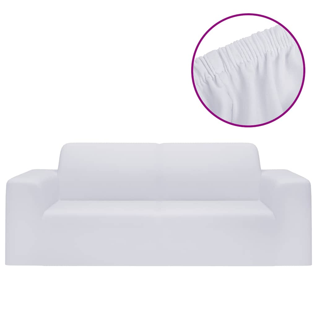 vidaXL Strečový potah na dvoumístnou pohovku bílý polyesterový žerzej