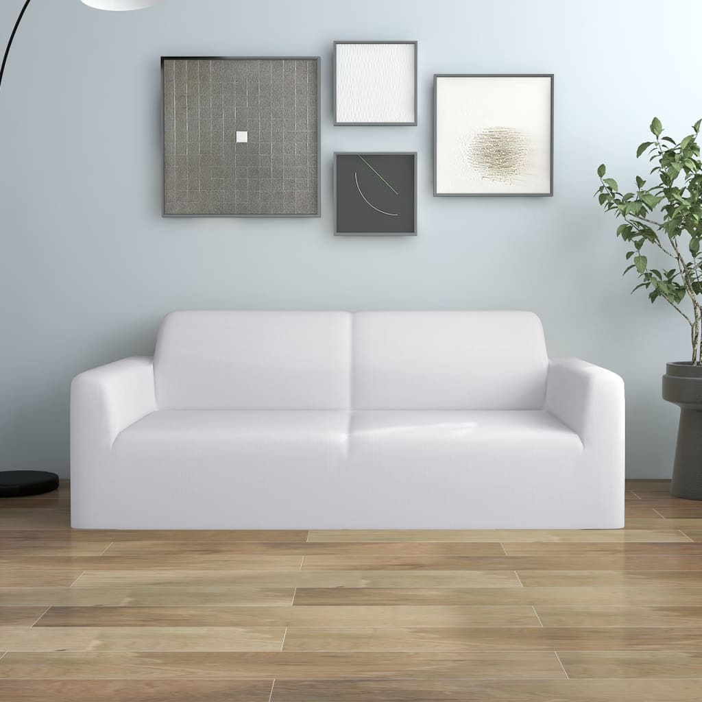 vidaXL Funda elástica para sillón de 2 plazas poliéster jersey blanca -  Bechester - Reinventando la experiencia de comprar muebles