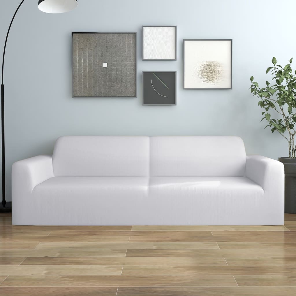vidaXL Joustava 3-istuttavan sohvan päällinen valk. polyesteri jersey