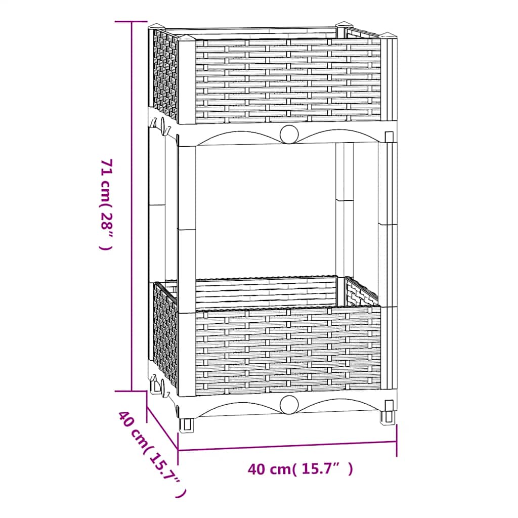 Plantenbak verhoogd 40x40x71 cm polypropyleen image 6
