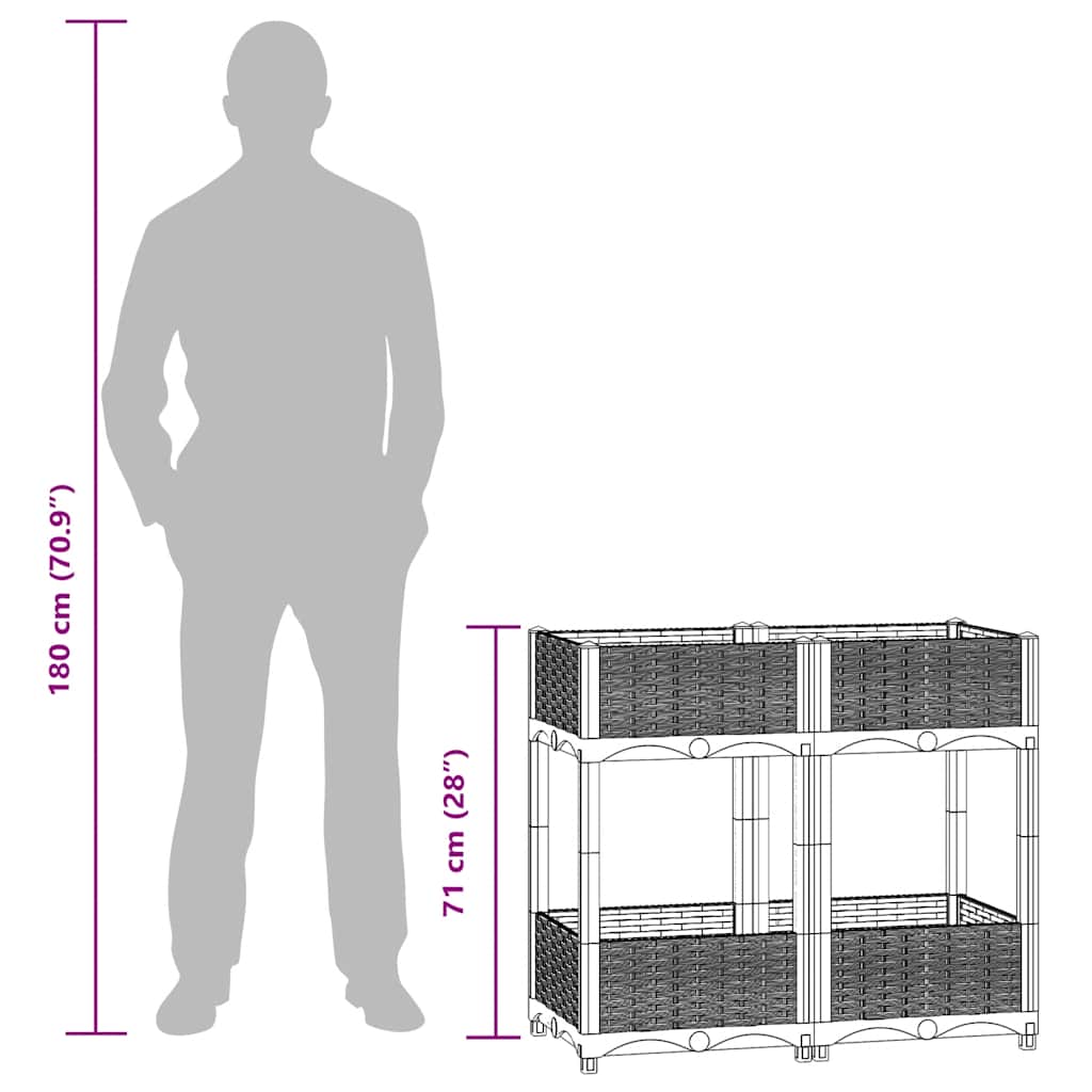 Visoka greda 80x40x71 cm polipropilen - slika 8