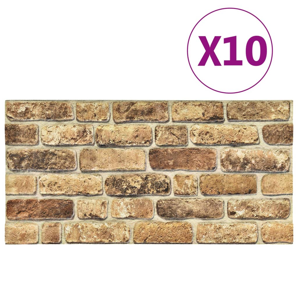 Image of vidaXL 3D Wall Panels with Dark Sand Brick Design 10 pcs EPS