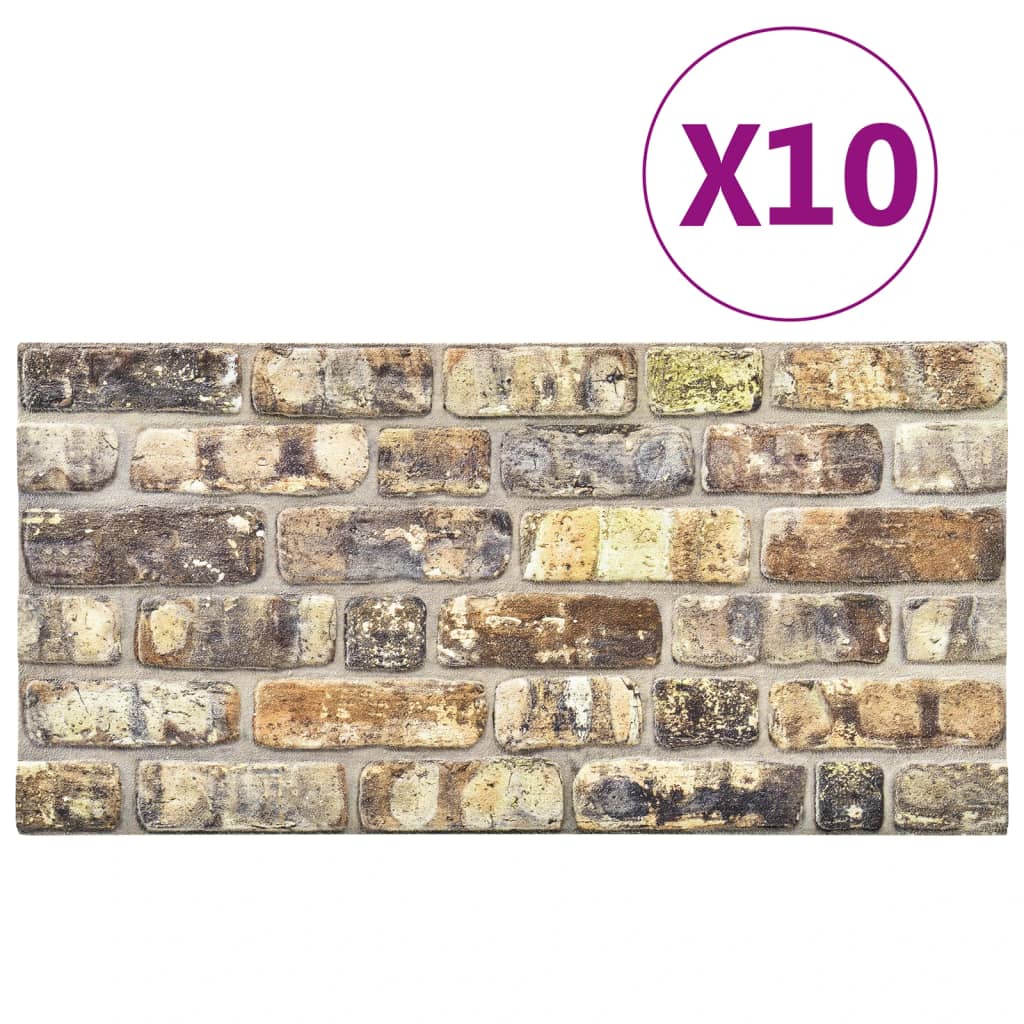 vidaXL 10 st Wandpanelen 3D meerkleurige baksteen EPS