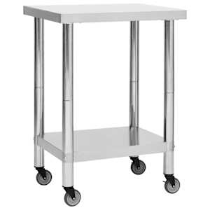 Kuhinjska delovna miza s kolesi 60x30x85 cm nerjaveče jeklo