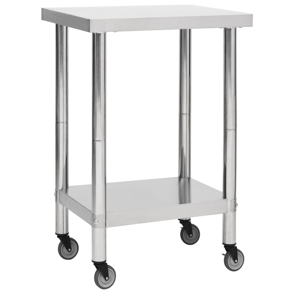 Kuhinjski radni stol s kotačima 60x60x85 cm nehrđajući čelik