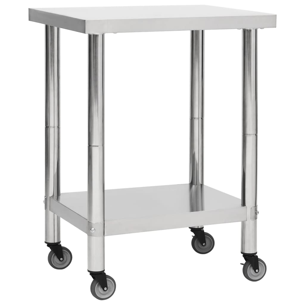 vidaXL arbejdsbord med hjul til køkken 80x30x85 cm rustfrit stål