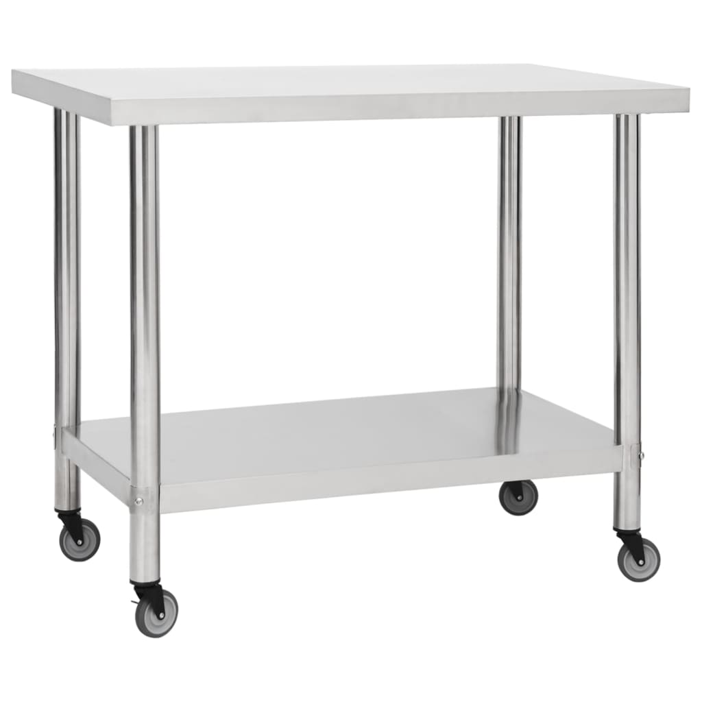 vidaXL arbejdsbord med hjul til køkken 80x60x85 cm rustfrit stål