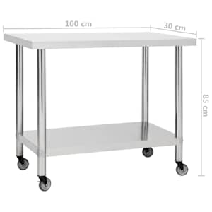 Kuchyňský pracovní stůl s kolečky 100x30x85 cm nerezová ocel - obrázek 8